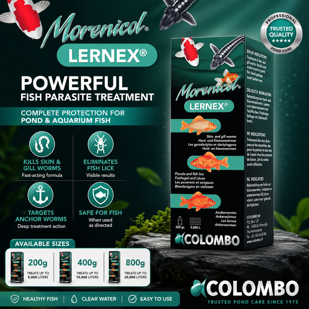 Colombo Lernex Pond Fish Parasite Treatment - Skin, Gill, & Anchor Worm Control