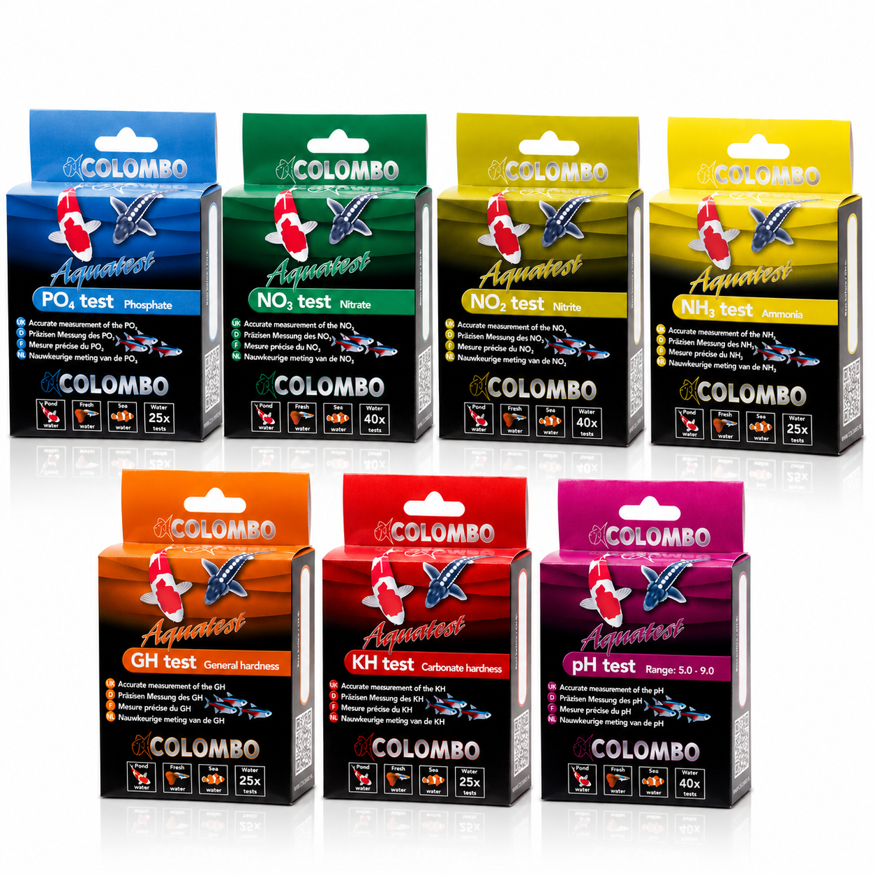 Colombo Aquarium Water Test Kits | pH KH GH Ammonia Nitrite Nitrate Phosphate