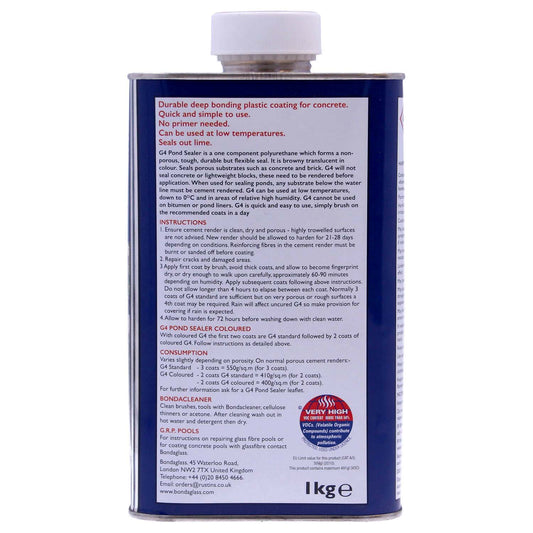 G4 Pond Sealant 1kg Clear - Durable Polyurethane Coating