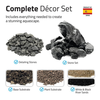 Fluval Black Basalt Stone Rock Aquarium Fish Tank Aquascaper Mega Kit