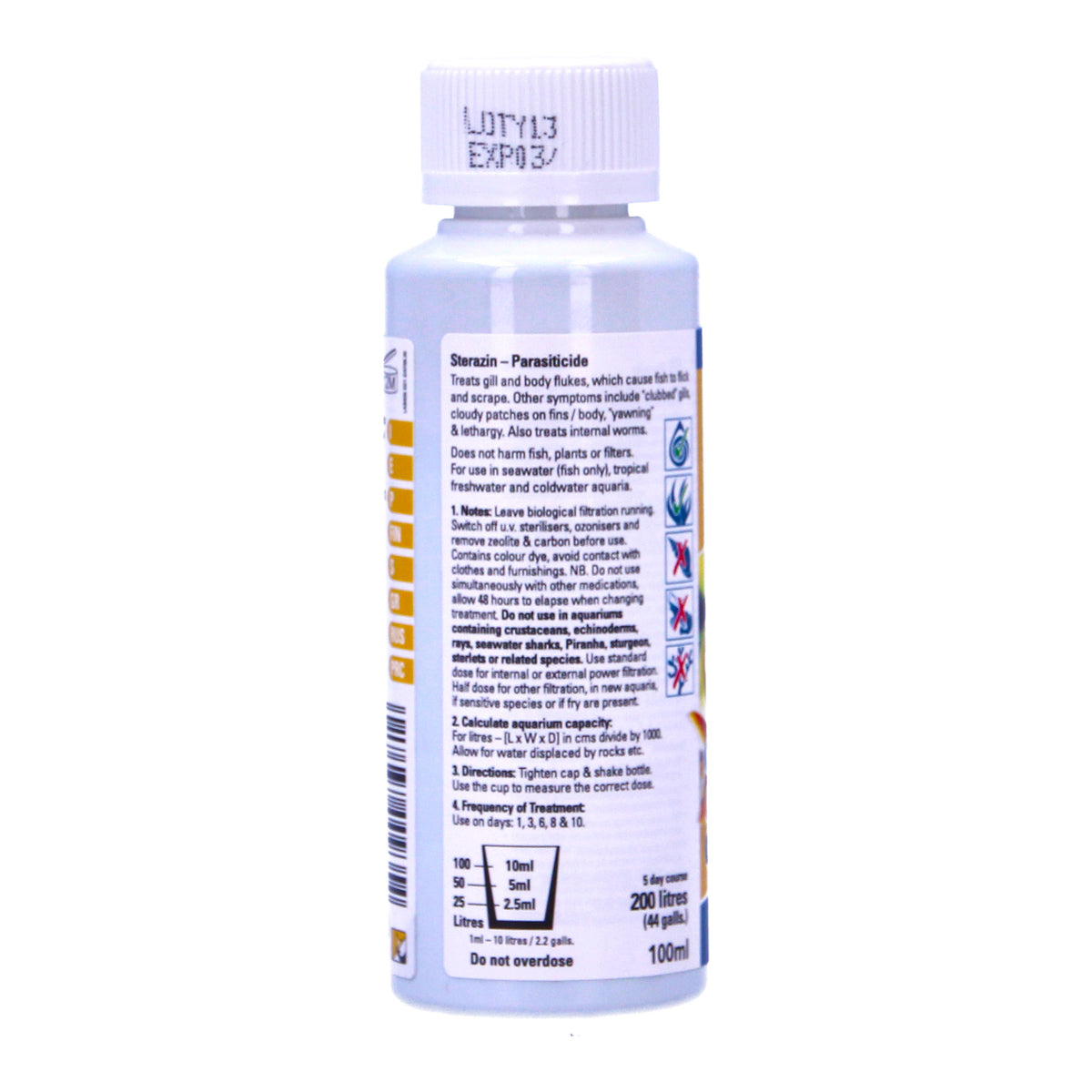 Waterlife Gill Body Fluke Internal Worm Fish Treatment 100ml Aquarium 200L