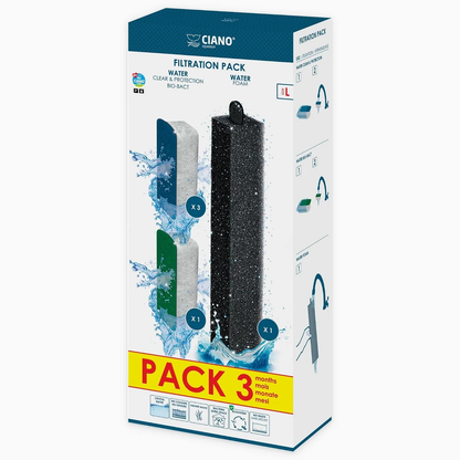 Ciano 3 Month Aquarium Filtration Pack S M L XL Filter Media Bio Bact Foam