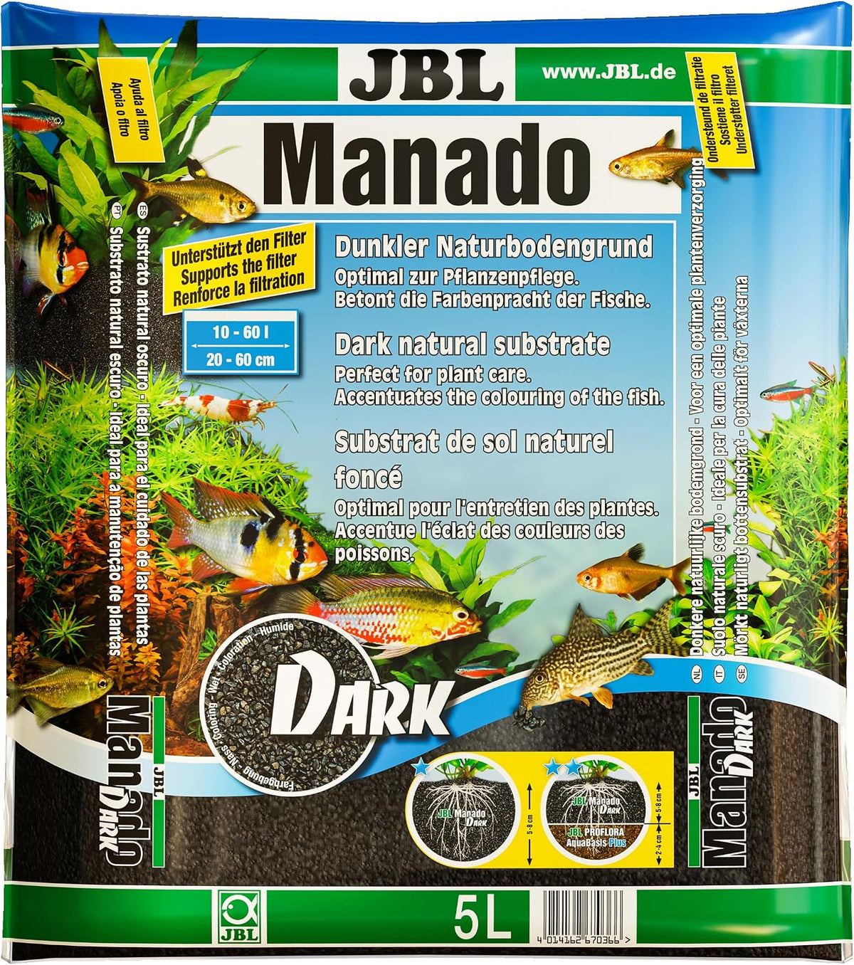 JBL Manado Dark Aquarium Gravel Substrate Planted Fish Tank Aquascaping Decor