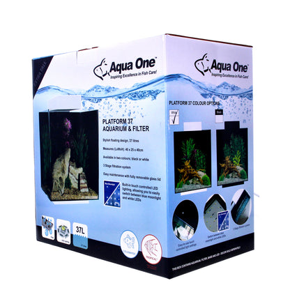 AquaOne Aquarium Platform 37 White With Filter and Led Light 