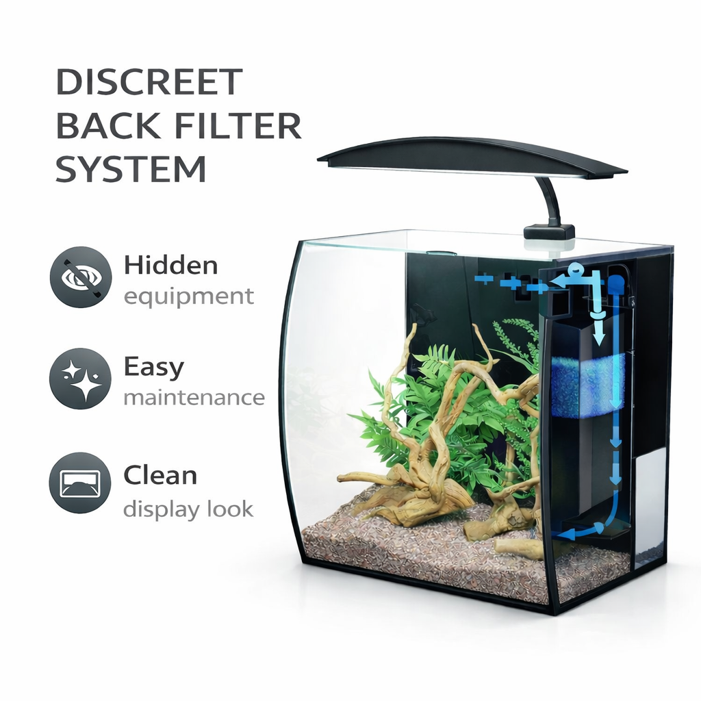 Aqua One Arc Aquarium 46L LED Fish Tank with Rear Filter & Curved Glass