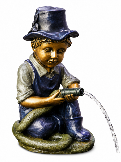 Bermuda Spitter Pond Decor Ornaments Kid with Hose Water Feature Ornament 