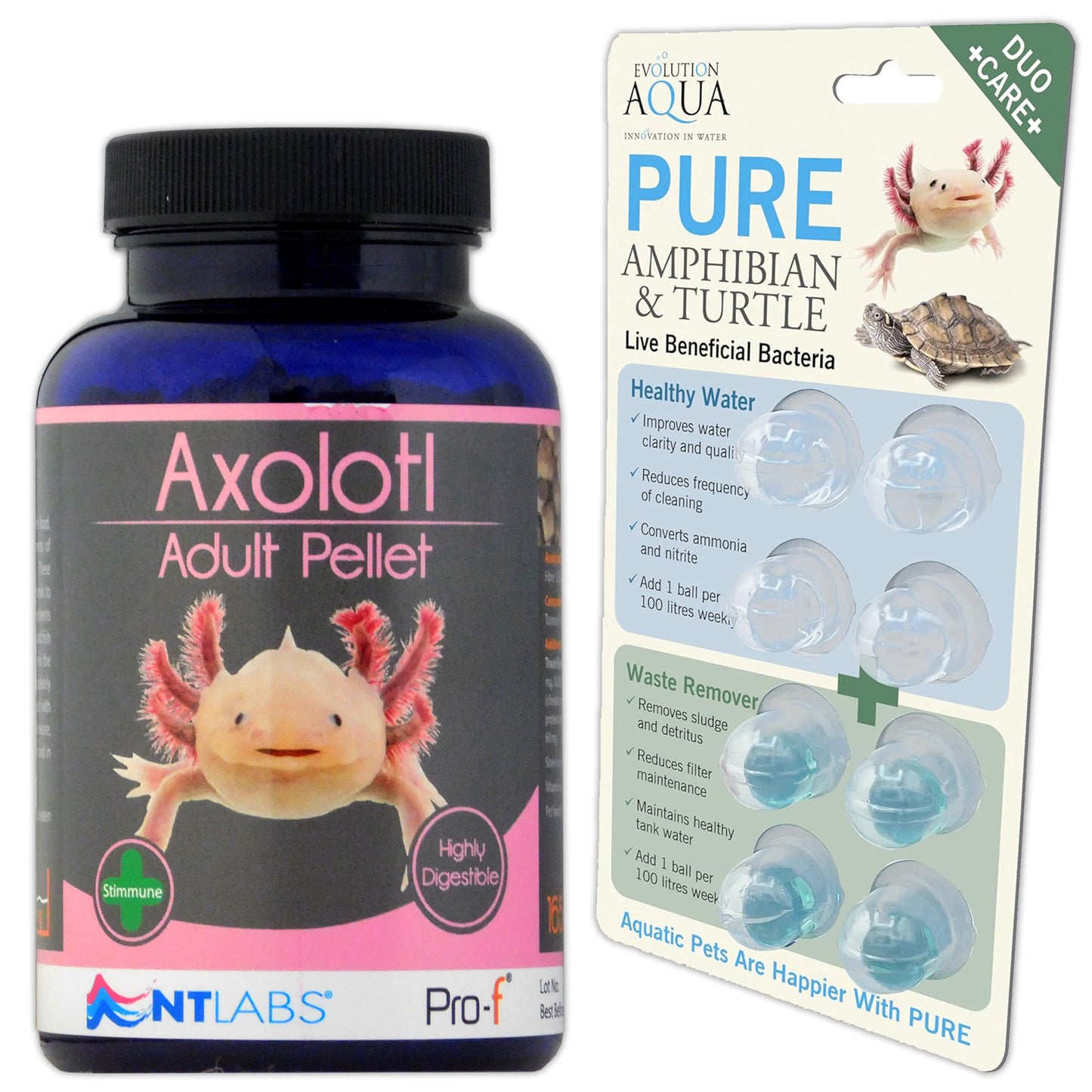 NT Labs Axolotl Pellets & Evo Aqua PURE Amphibian