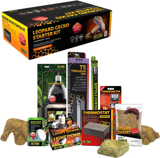 Exo Terra Leopard Gecko Vivarium Accessory Kit with Heating, UVB & Substrate