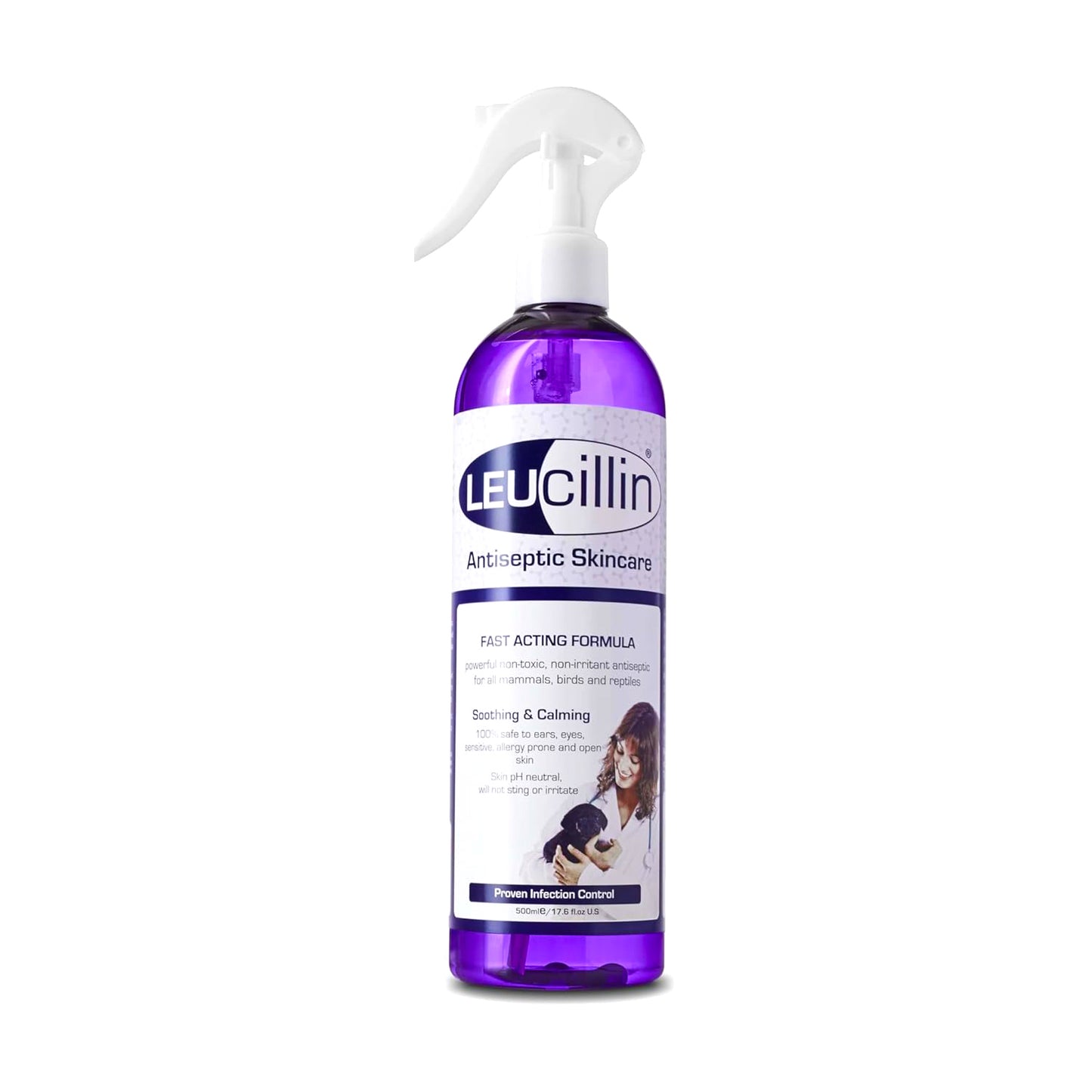 Leucillin Antiseptic Dog Cat Skin Care Solution Spray Instant Germ Killer