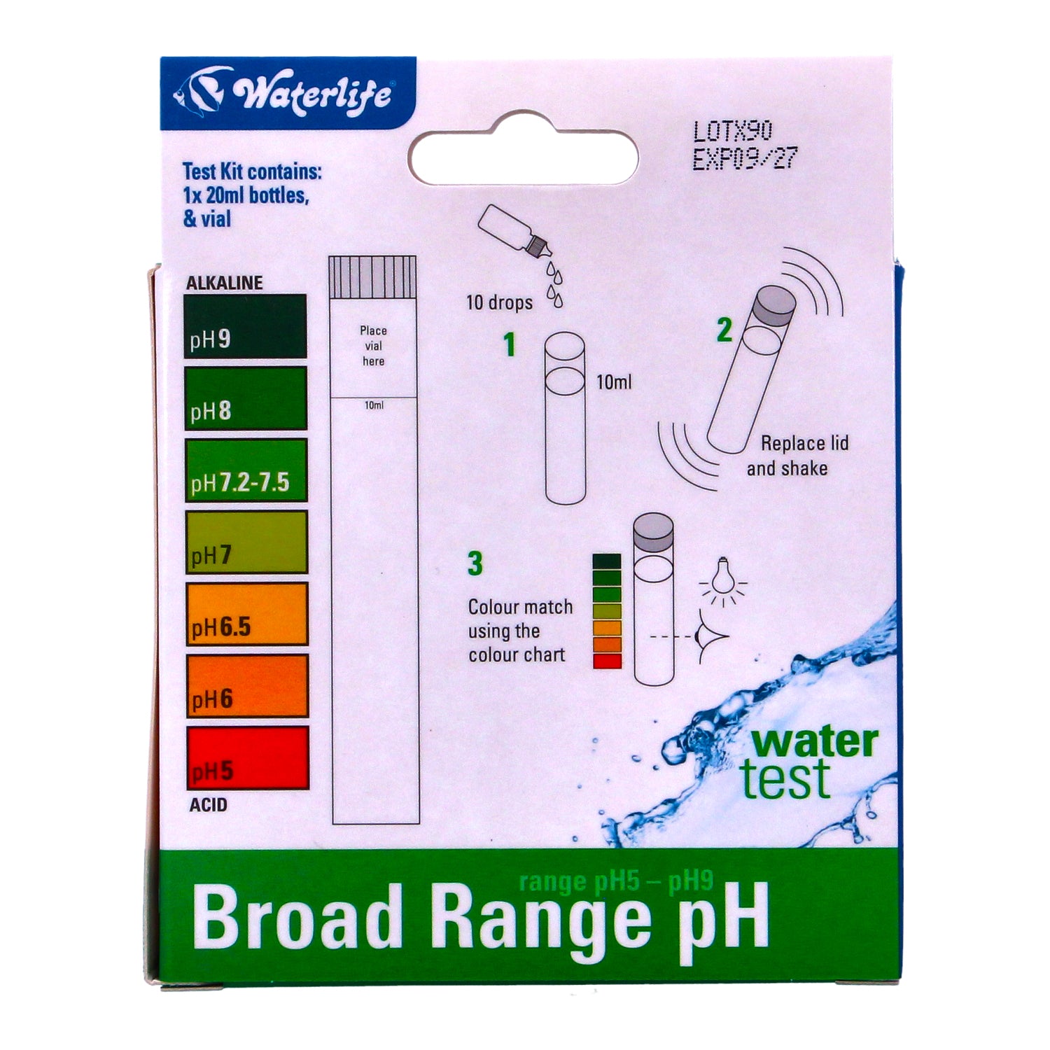Waterlife pH Broad range Test Kit (75 tests) 