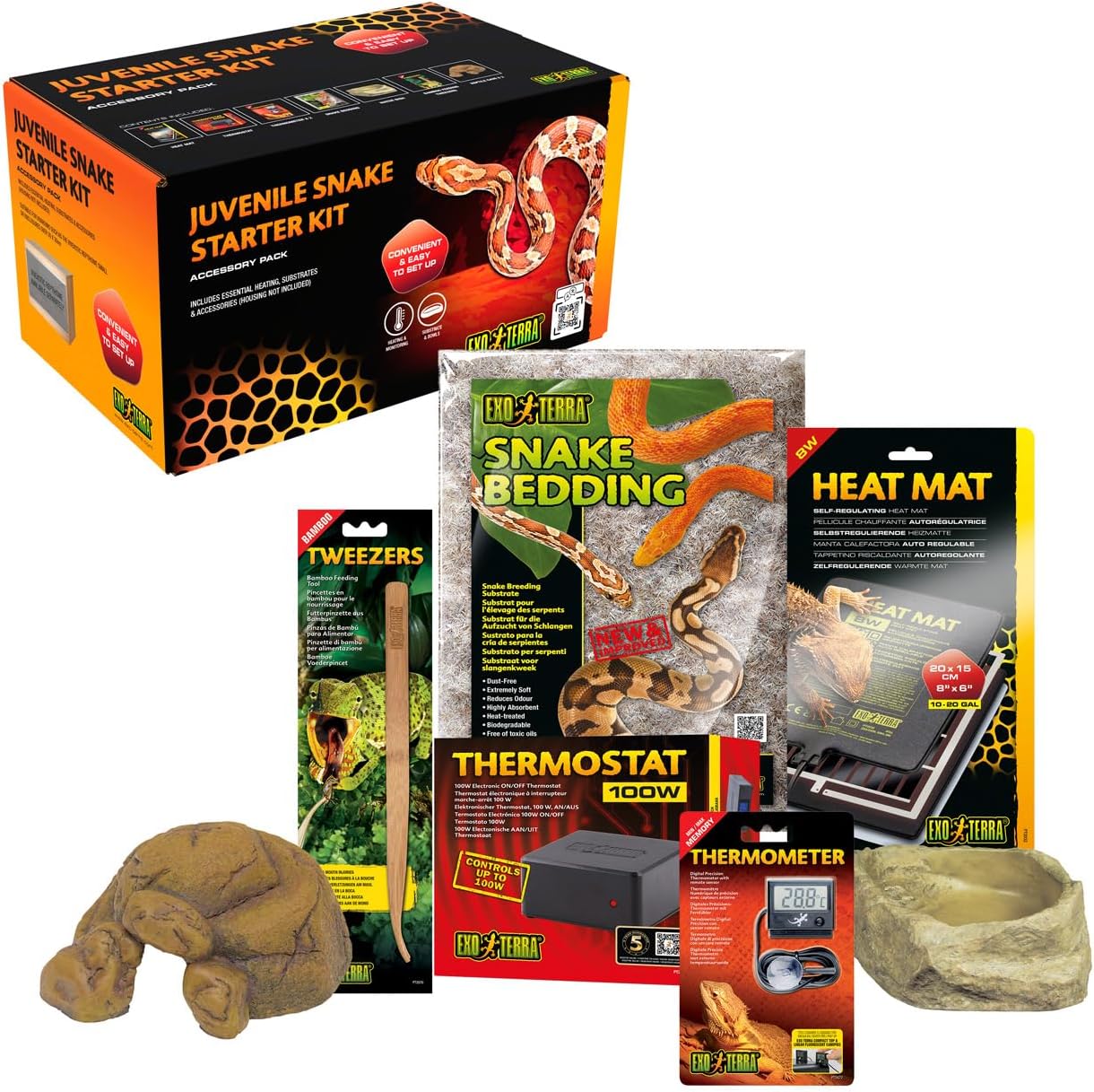 Exo Terra Juvenile Snake Accessory Starter Kit with Heating & Habitat Essentials