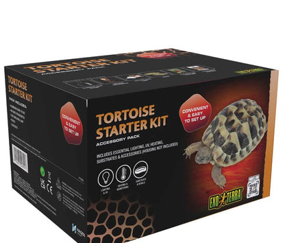 Exo Terra Tortoise Accessory Starter Kit with Heating, UVB, Substrate & Dishes