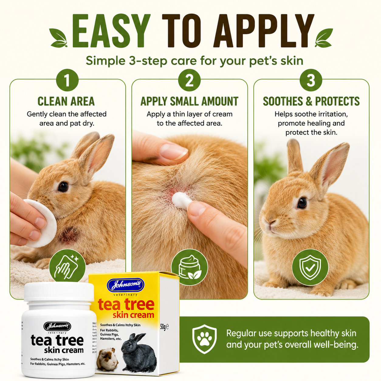 Johnsons Tea Tree Skin Cream Small Animal Rabbit Guinea Pig