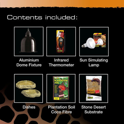 Exo Terra Tortoise Accessory Starter Kit with Heating, UVB, Substrate & Dishes