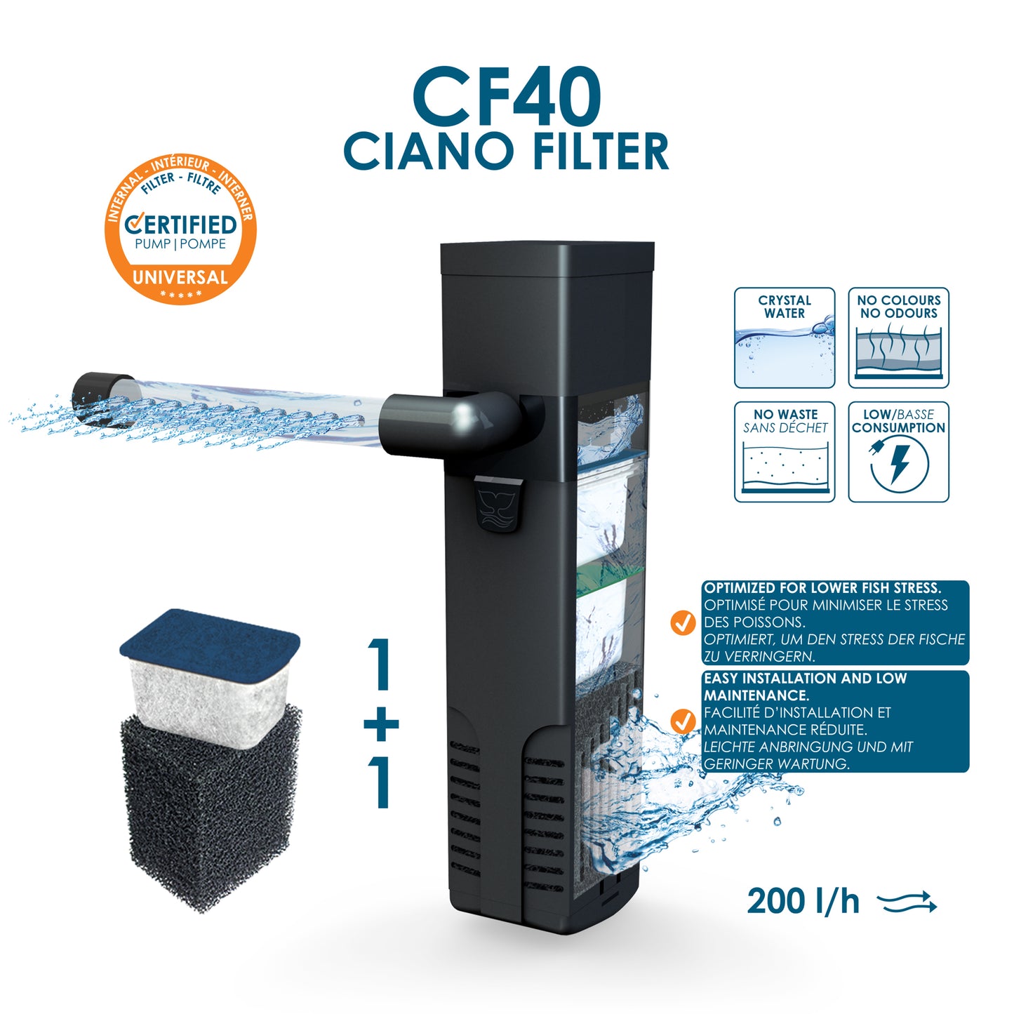 Ciano Aqua 15 Aquarium Black White 13 litre Starter Fish Tank Filter and Lid