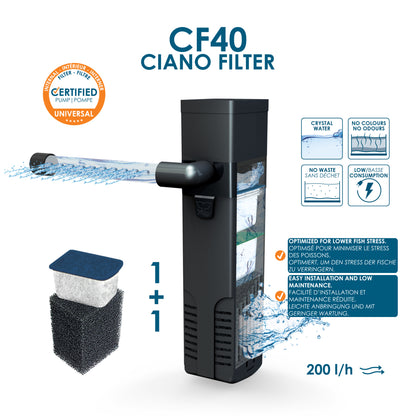 Ciano Aqua 15 Aquarium Black White 13 litre Starter Fish Tank Filter and Lid