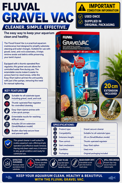 Fluval Gravel Vac Small/Medium - Easy-Start Siphon & Flow Control