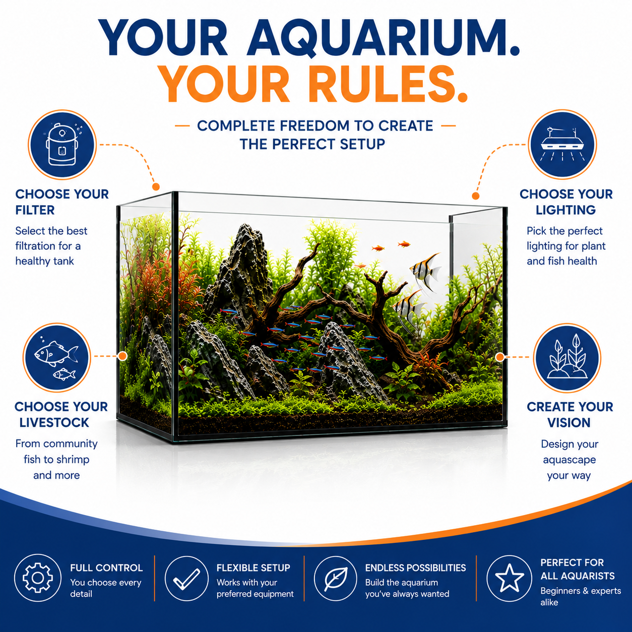 Aquael 25L Glass Aquarium Fish Tank - 41x25x25cm
