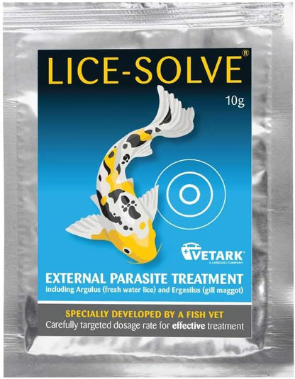 Vetark Lice-Solve External Parasite Anti-Pond Lice Fish Treatment 10g 100g