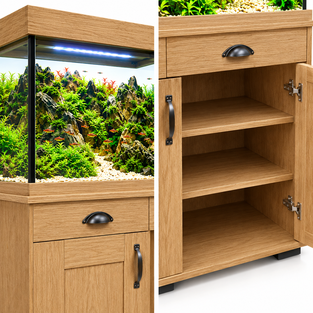 Fluval Shaker 252 Aquarium Fish Tank Cabinet Filter Heater LED Oak Grey