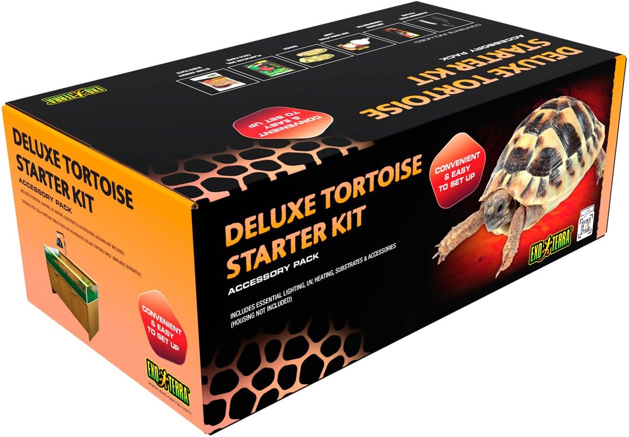 Exo Terra Tortoise Accessory Starter Kit with Heating, UVB, Substrate & Dishes
