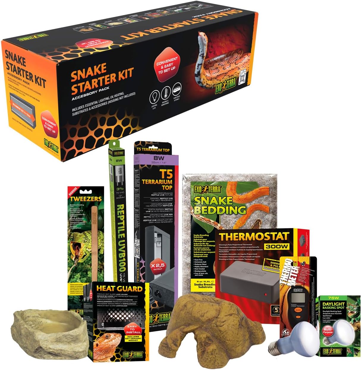 Exo Terra Snake Accessory Starter Kit with Heating, UVB Lighting & Thermostat