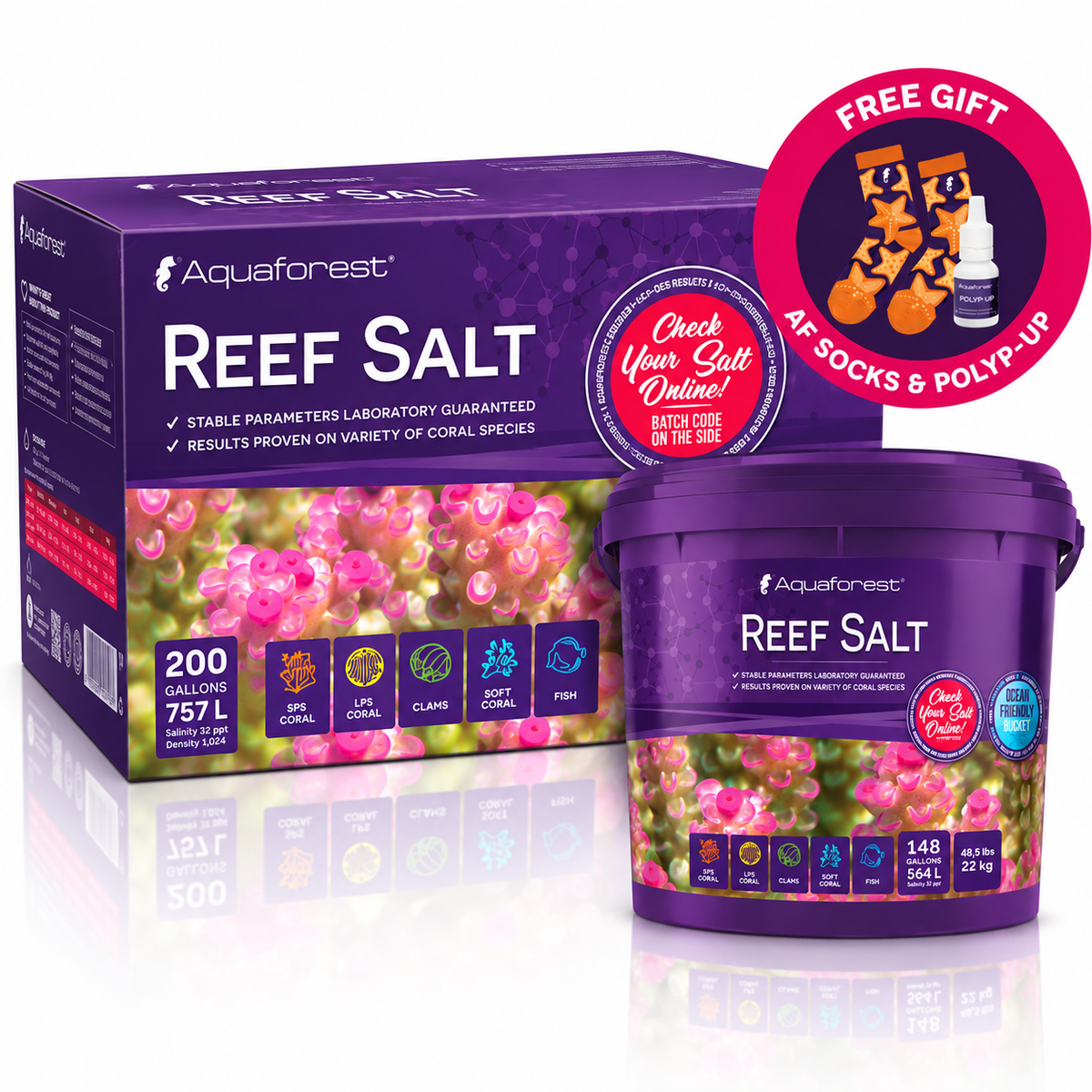 Aquaforest Reef Salt Marine Coral Aquarium + FREE Socks & Polyp-Up 50ml