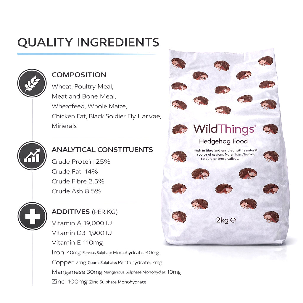 WildThings Hedgehog Flake Food 2kg - Fruit, Insects & Meat