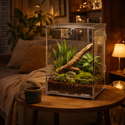 Repto Terra Clear Acrylic Terrarium Mesh Top Lock Reptile Enclosure
