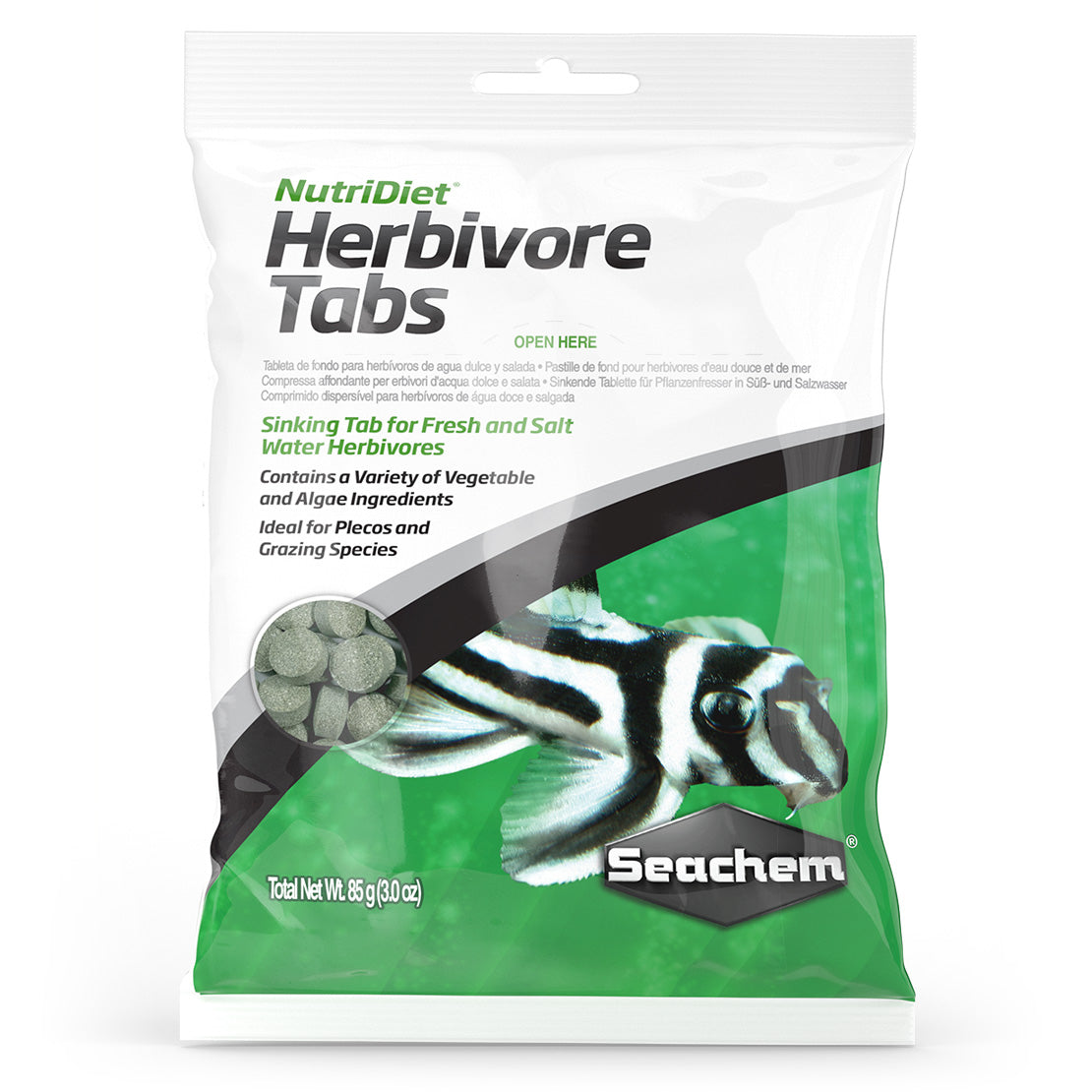 Seachem NutriDiet Herbivore Tabs 85g – Sinking Fish Food Tablets