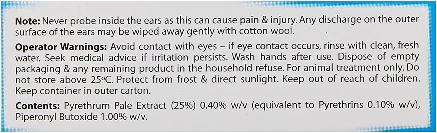 Johnsons Dog Cat Ear Drops Soothes Itching Wax Infection Kills Mites - 15ml