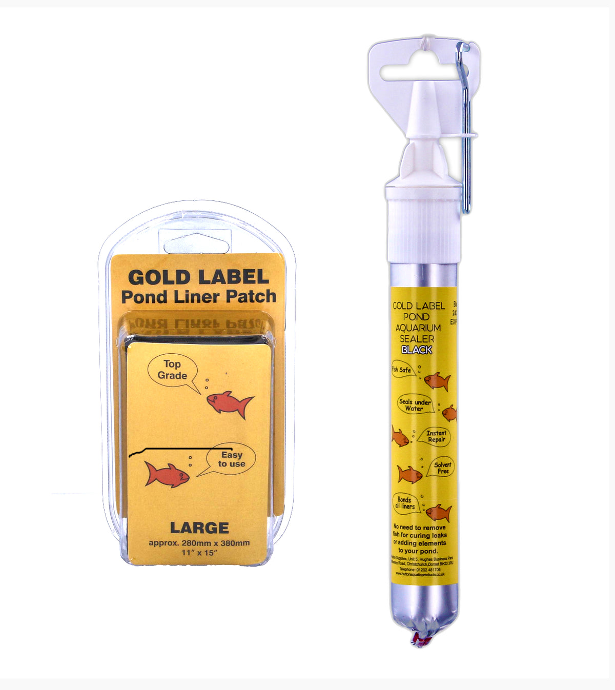 Gold Label Pond Liner Repair Kit Large Patch Sealant Black Clear