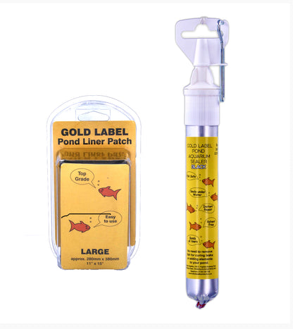 Gold Label Pond Liner Repair Kit Medium Patch Sealant Black Clear