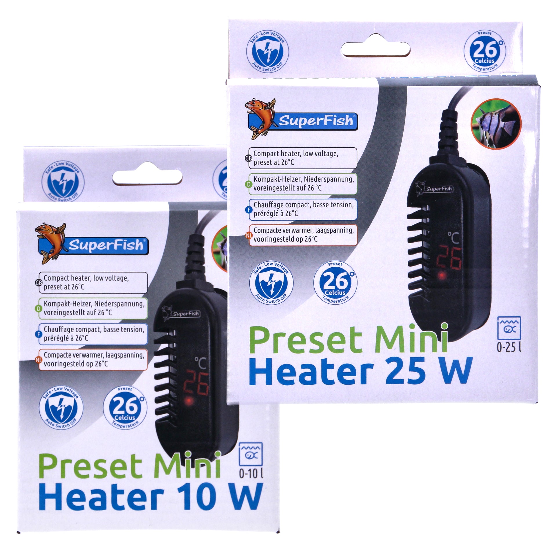 Superfish Preset Mini Aquarium Heater 10W & 25W – 26°C