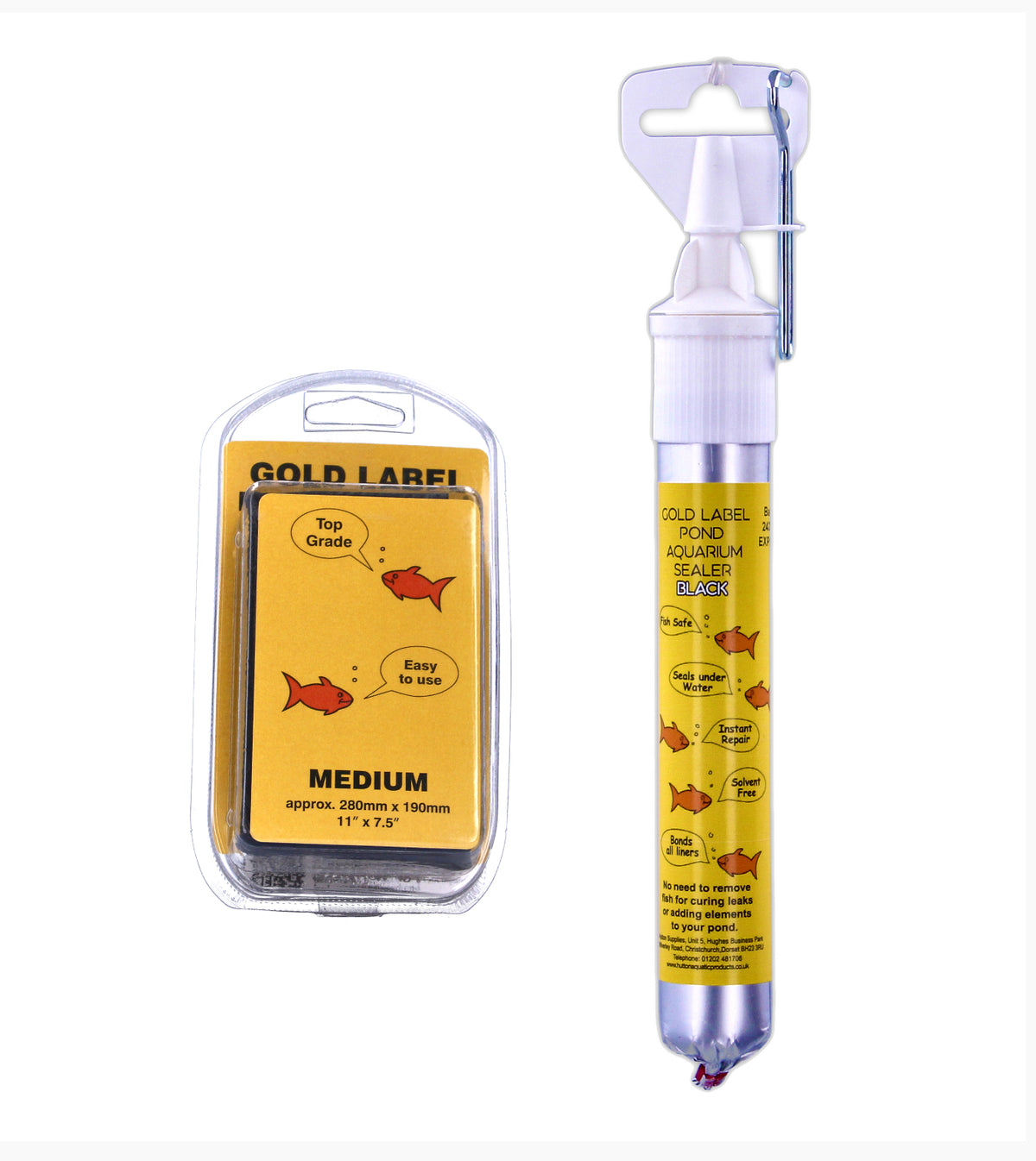 Gold Label Pond Liner Repair Kit Small Patch Sealant Black Clear