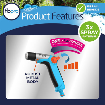 FloPro Ergonomic Metal 3 Pattern Jet Spray Gun Fits All Hoses