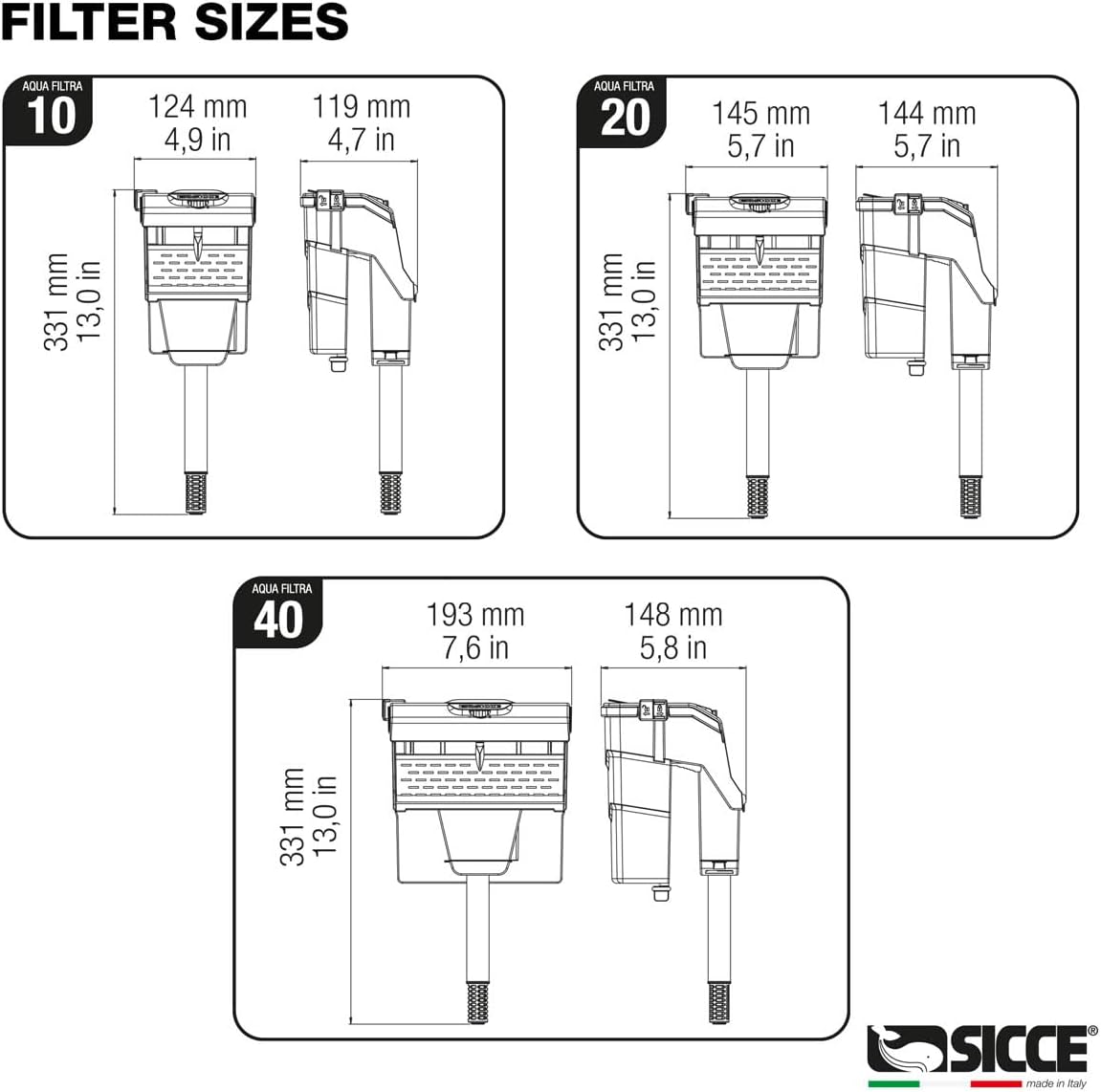 SICCE Aqua Filtra Hang-On Aquarium Filters