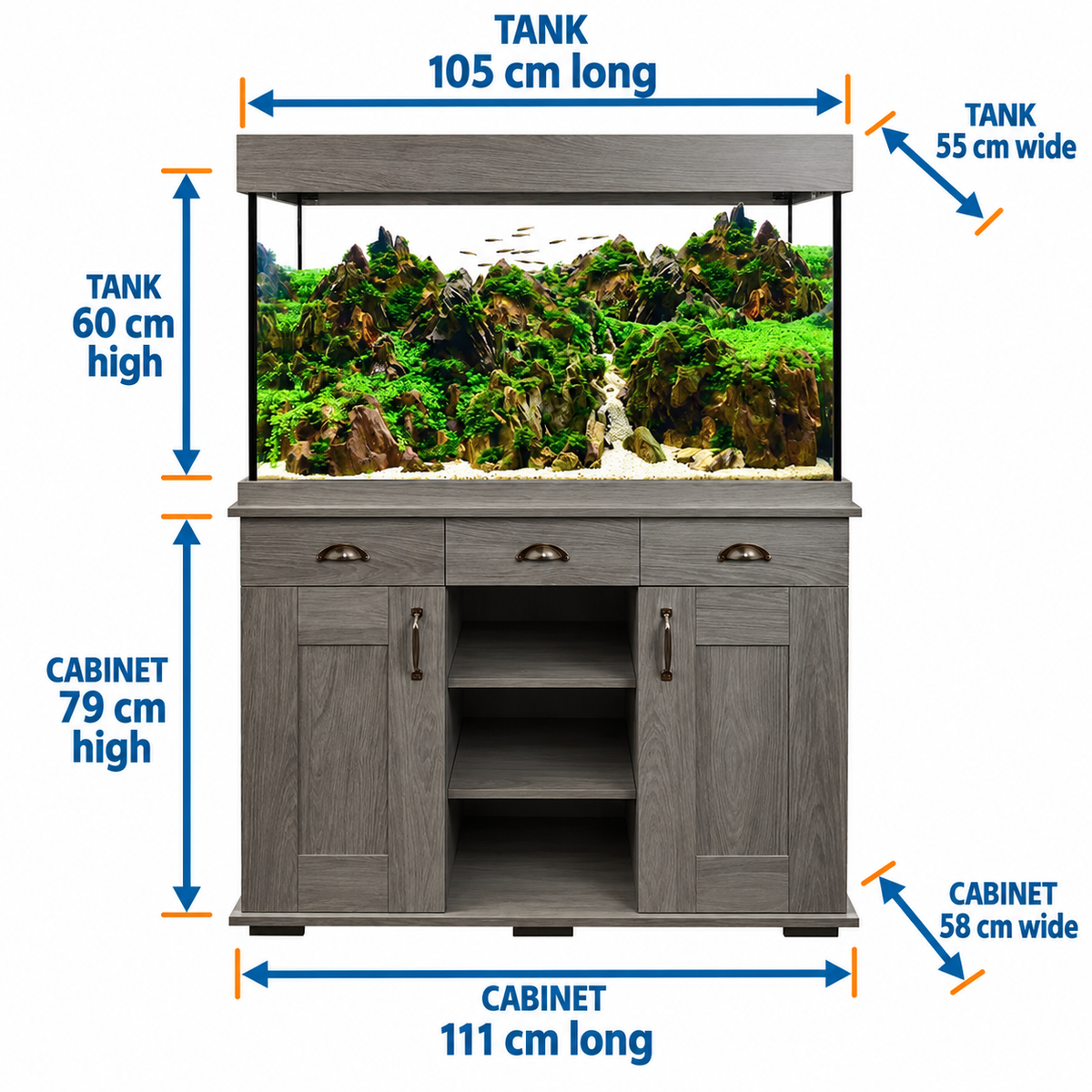 Fluval Shaker 345L Aquarium & Cabinet - Slate Grey