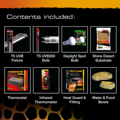 Exo Terra Bearded Dragon Vivarium Accessory Kit with Heating, UVB & Substrate