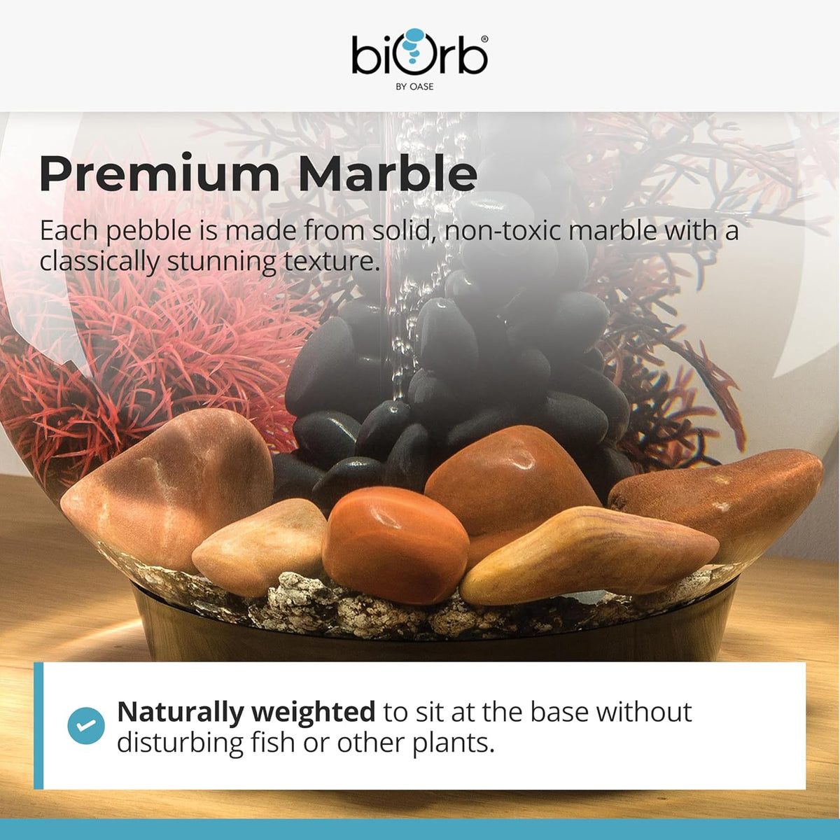 biOrb Feng Shui Pebble Set Red Marble Fish Tank Aquarium Decoration Stones