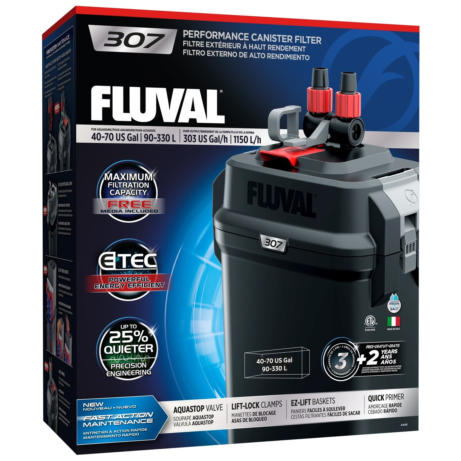 Fluval 307 External Filter – 1150L/h for 90–330L Aquariums