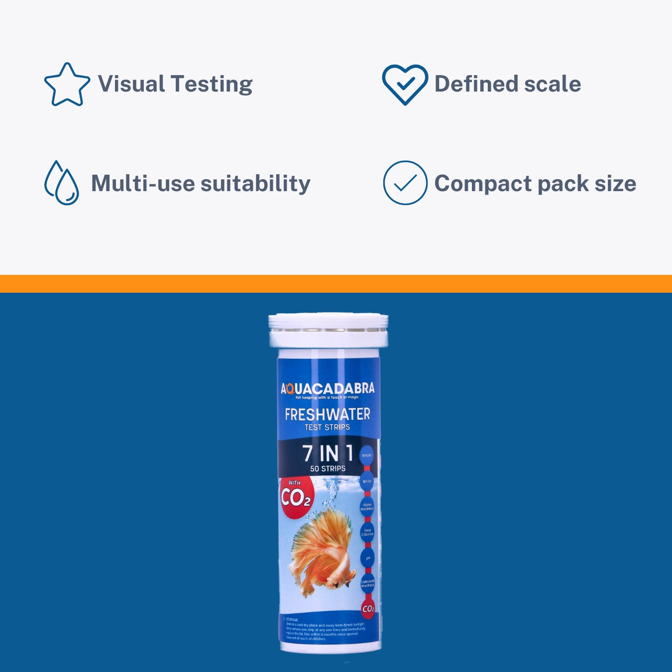 Aquacadabra Aquarium 7 in 1 Nitrate Ph Nitrite 50 Test Strips 