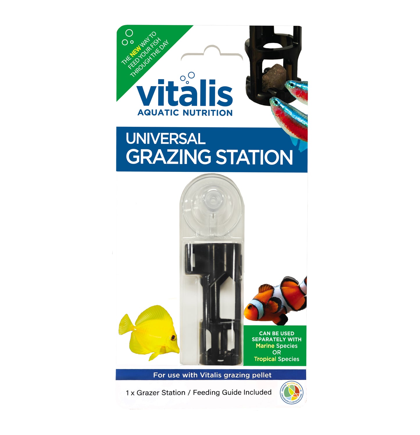 Vitalis Marine & Tropical Grazing Pellets Fish Food 80g with Grazing Station