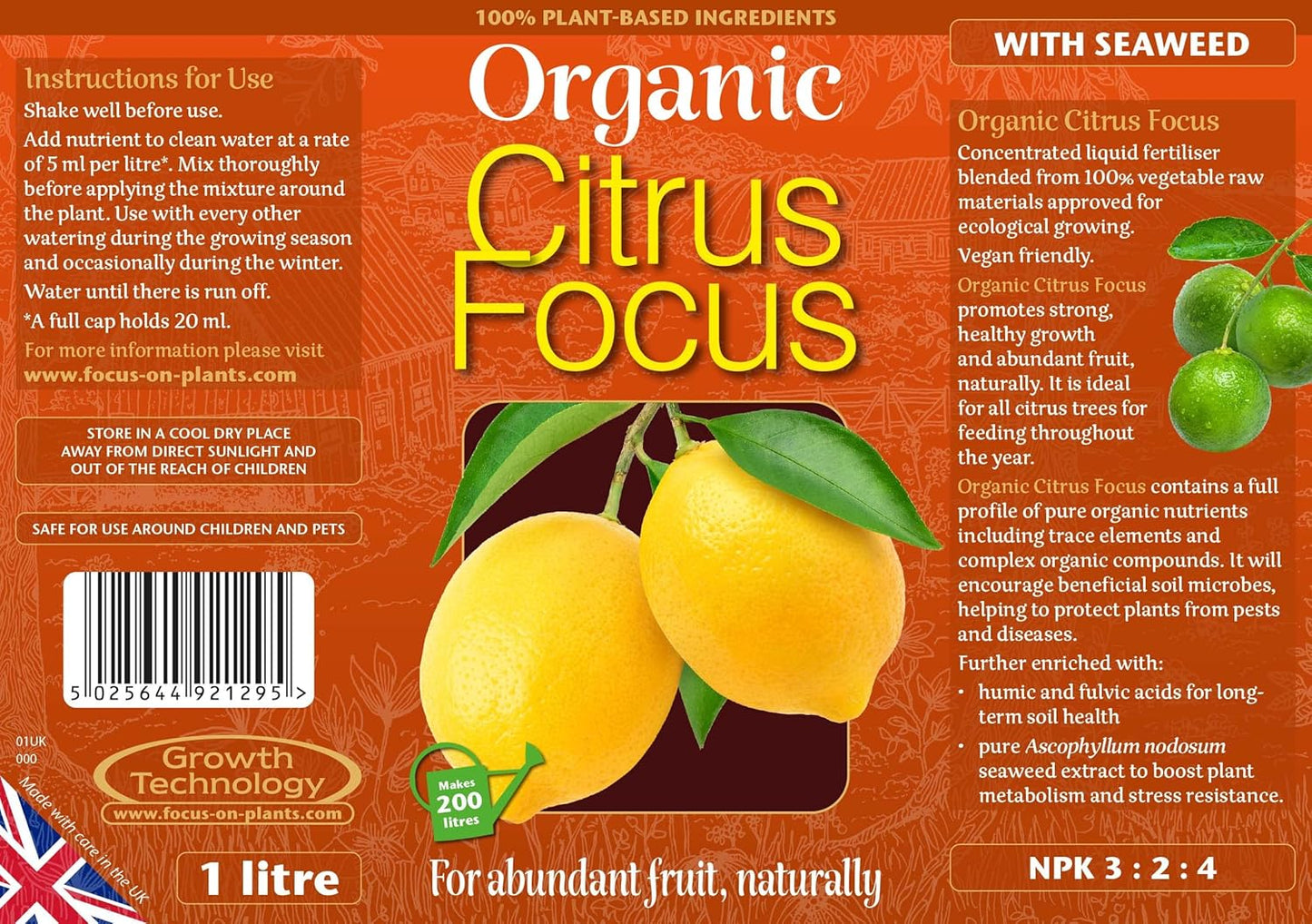 Organic Citrus Focus 1L Plant Fertiliser