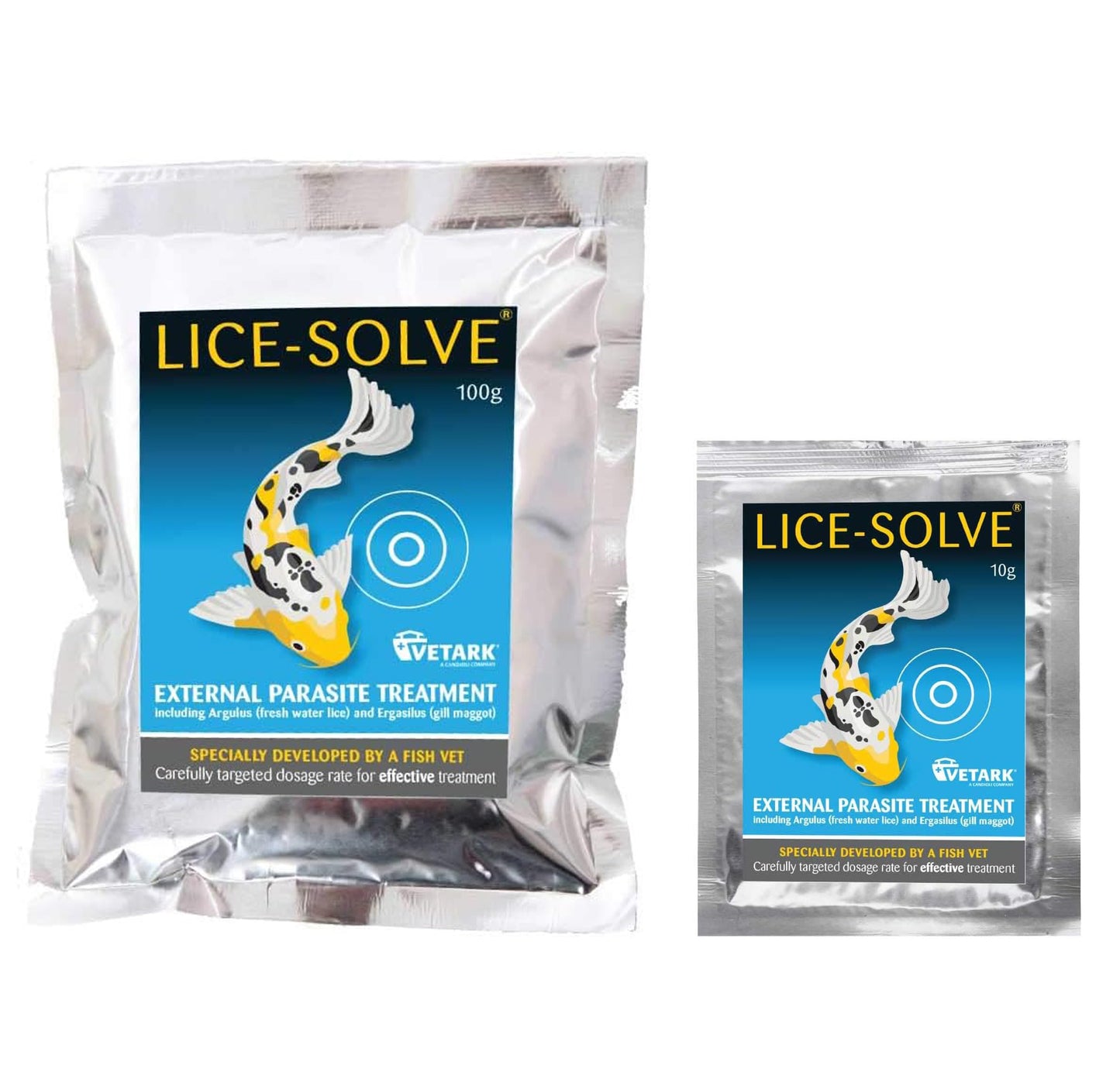 Vetark Lice-Solve External Parasite Anti-Pond Lice Fish Treatment 10g 100g