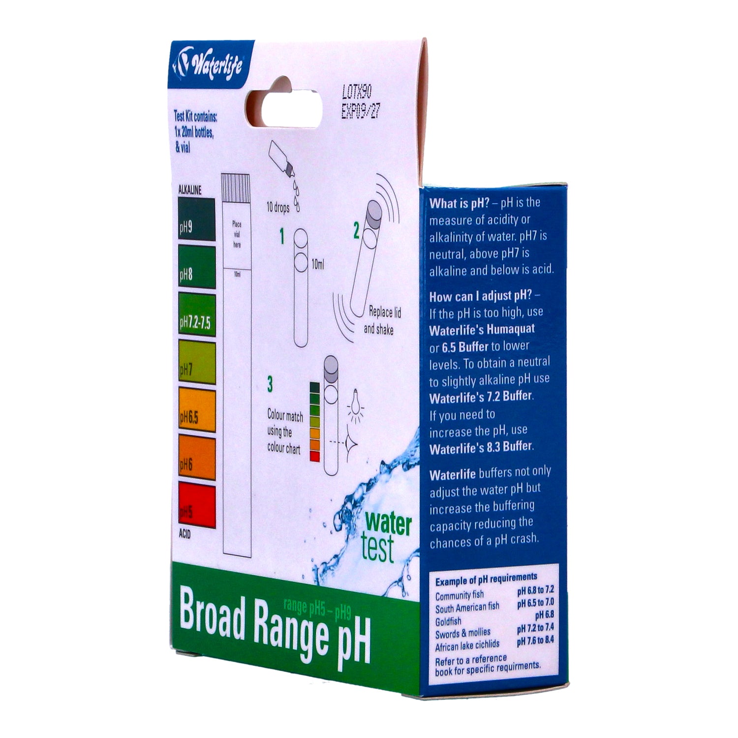 Waterlife pH Broad range Test Kit (75 tests) 