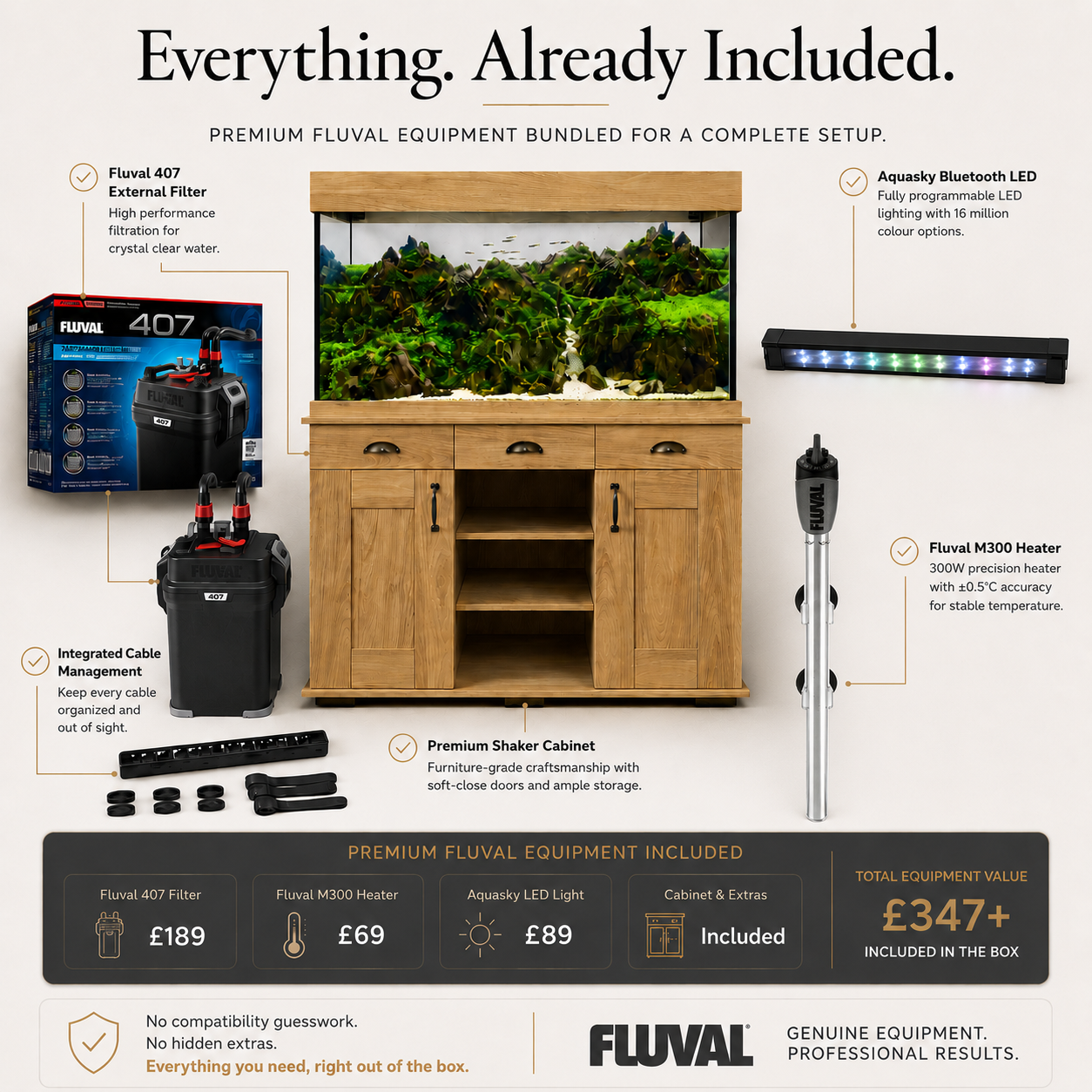 Fluval Shaker 345L Aquarium & Cabinet Plus Bundle