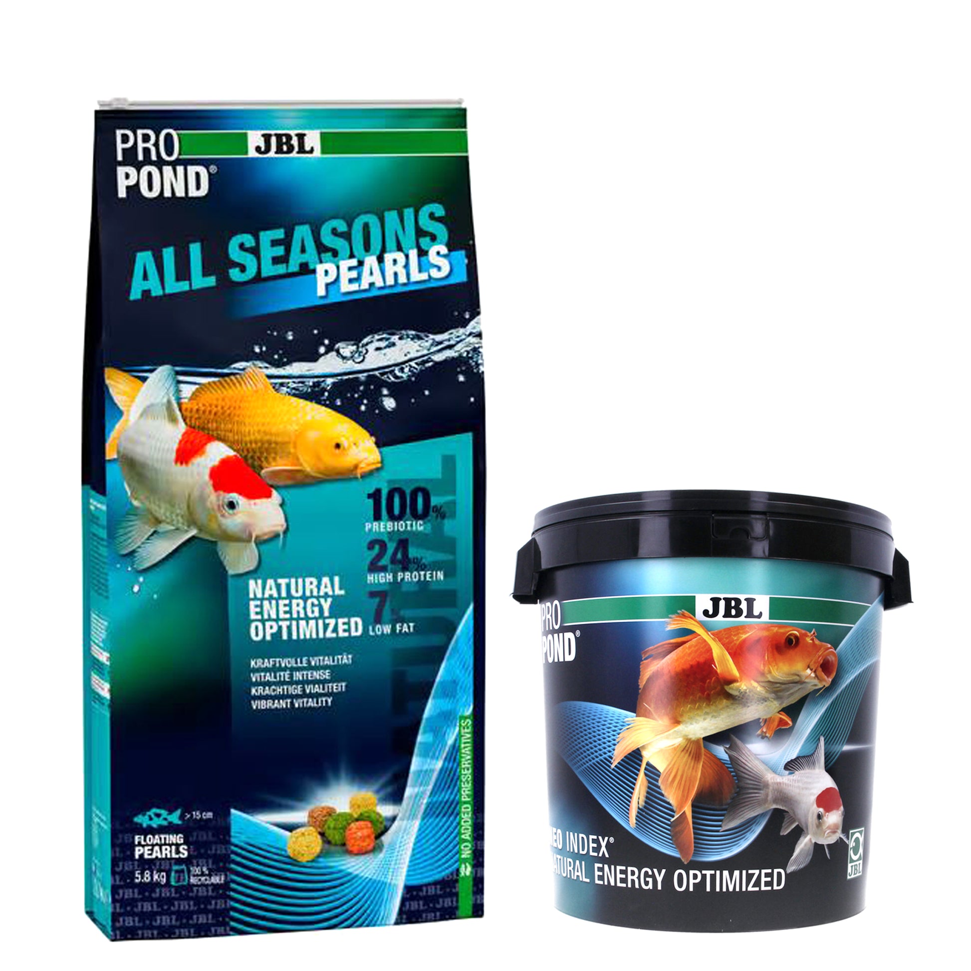 JBL ProPond All Seasons Pond Food Floating Sticks Pearls 5.8kg with Storage Bucket