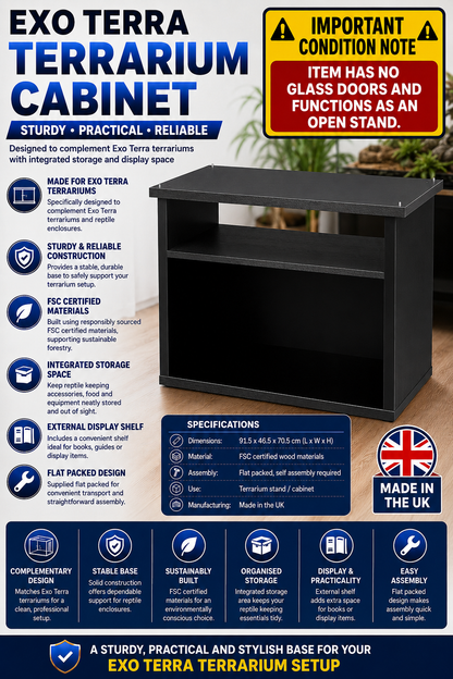 Exo Terra 90cm Vivarium Cabinet 90 x 46 x 70.5cm (PT2708) * No Glass Doors**