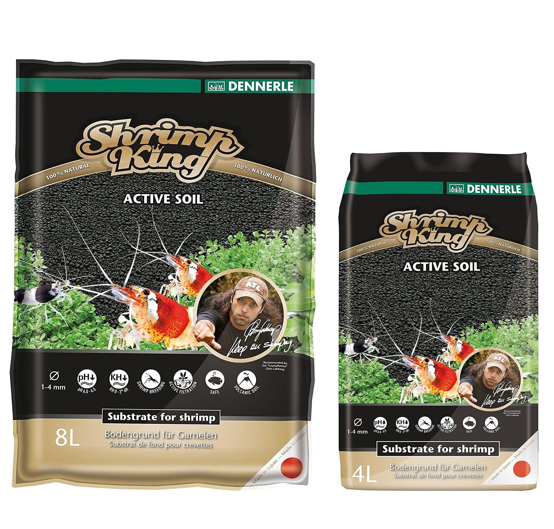 Dennerle ShrimpKing Active Soil Shrimp Substrate 4L 8L pH KH Control